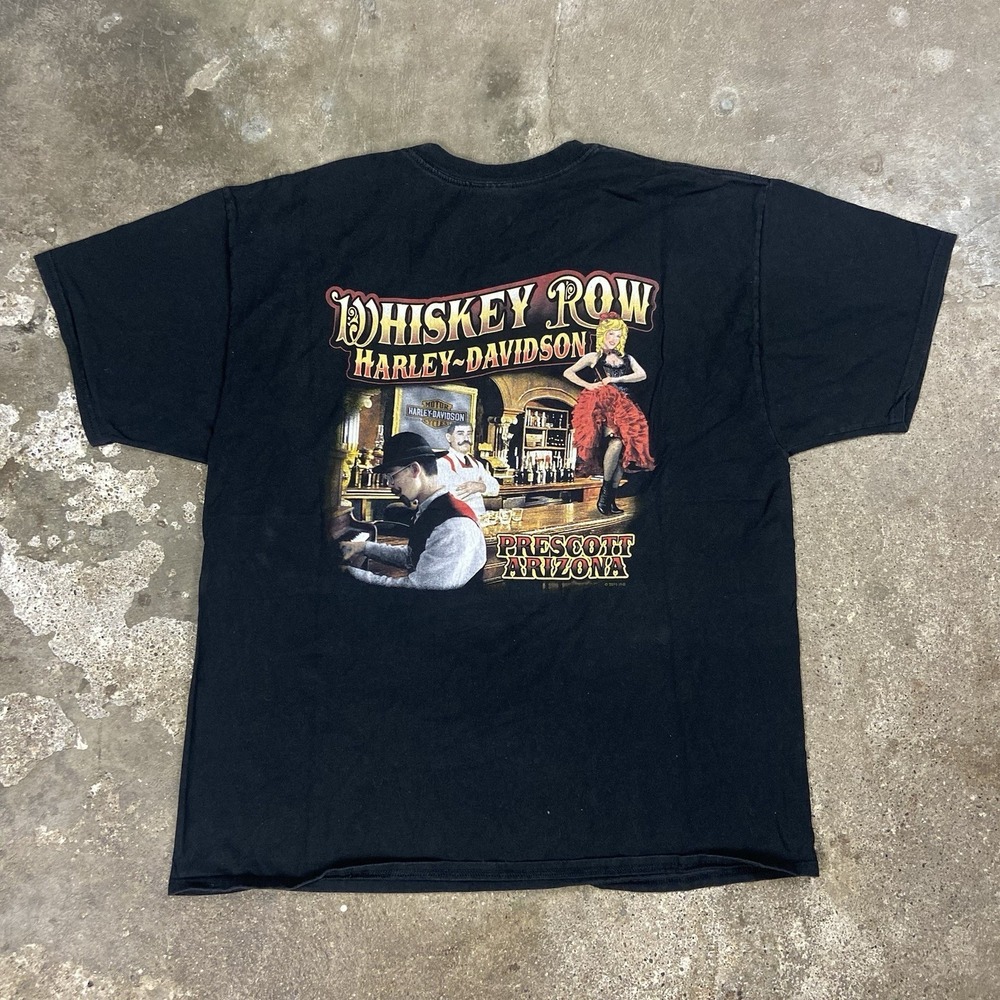 Harley Davidson T-Shirt Size XL Black Prescott Arizona Whiskey Bar Biker Graphic - Picture 2 of 11
